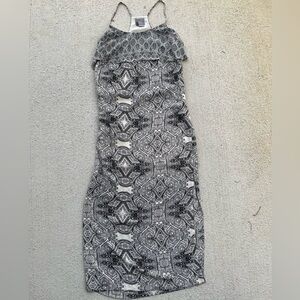 Vanessa Virginia Anthropologie Boho Maxi Dress Black Ivory Size 6